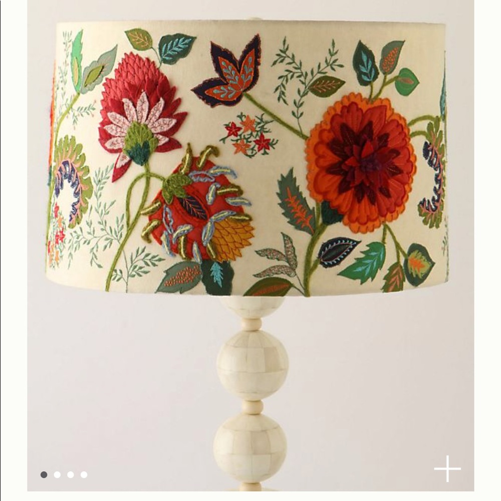 Anthropologie Needlework Garden Lamp Shade